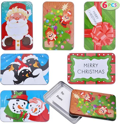 pack xmas metal box card holder|Amazon.com: Christmas Gift Card Tin.